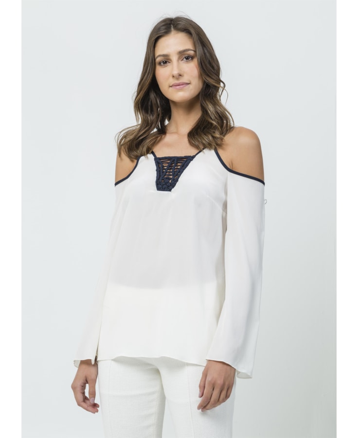 Bata Ombro Macramê Off White