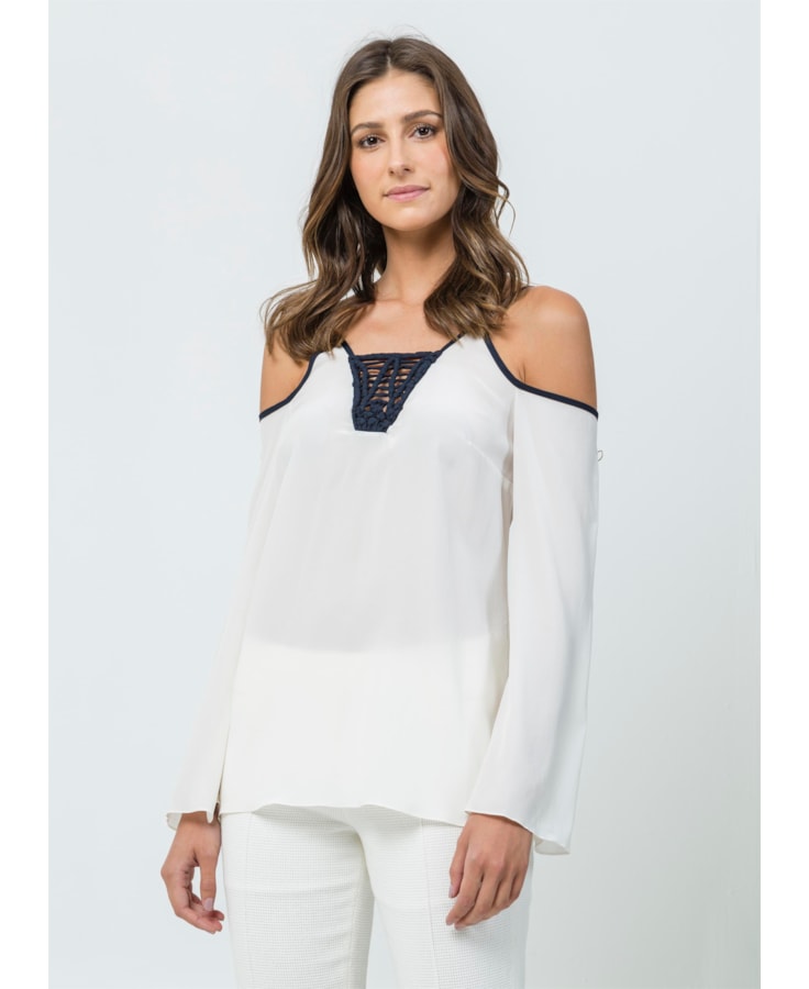 Bata Ombro Macramê Off White