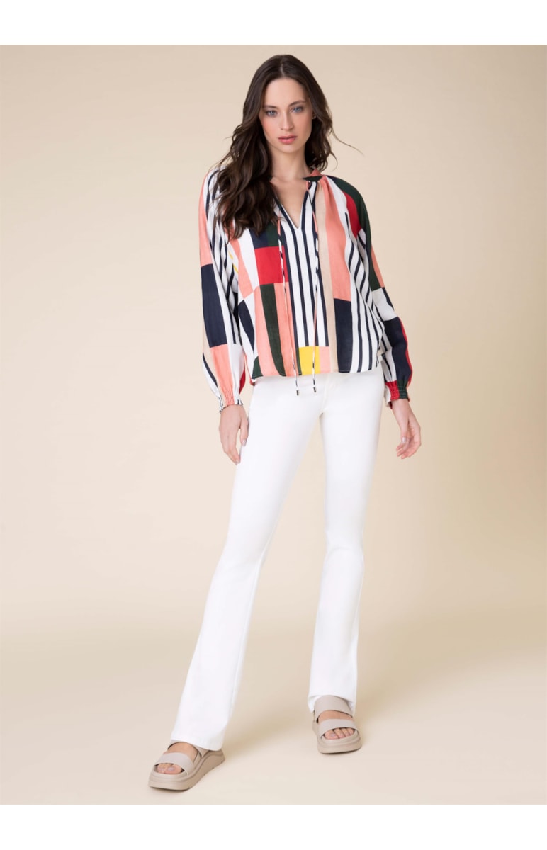 Bata Raglan Puro Linho Estampada