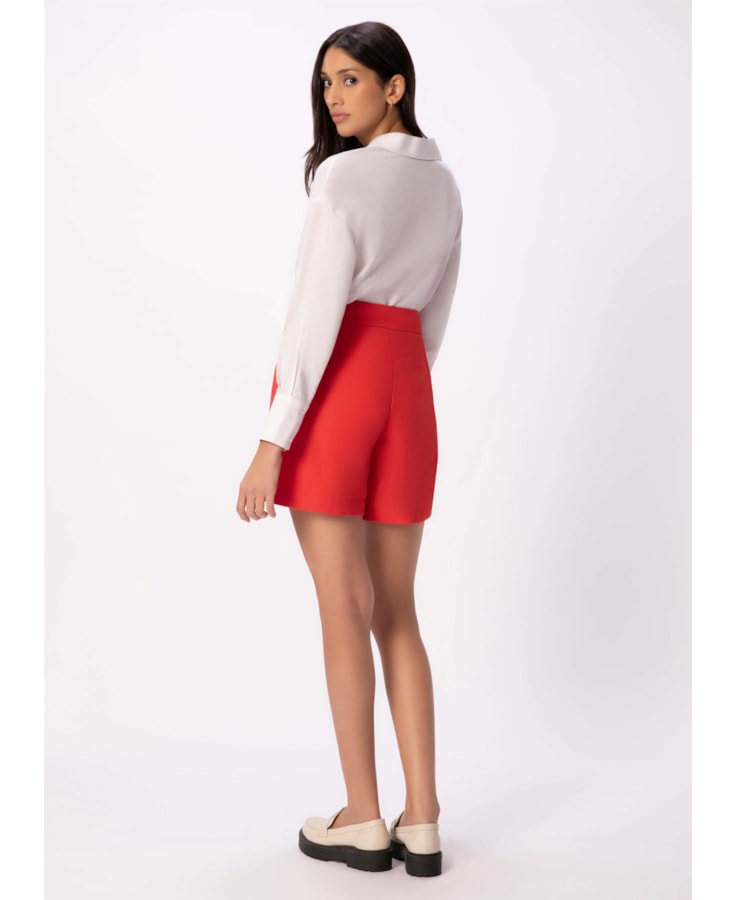 Bermuda Alfaiataria Creponada Vermelho