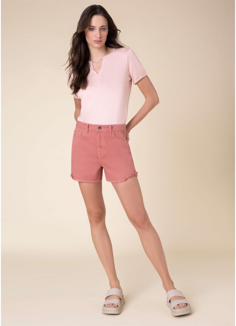 Bermuda Anitta White Denim Rosa Velho