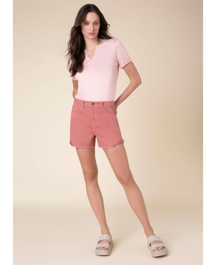 Bermuda Anitta White Denim Rosa Velho