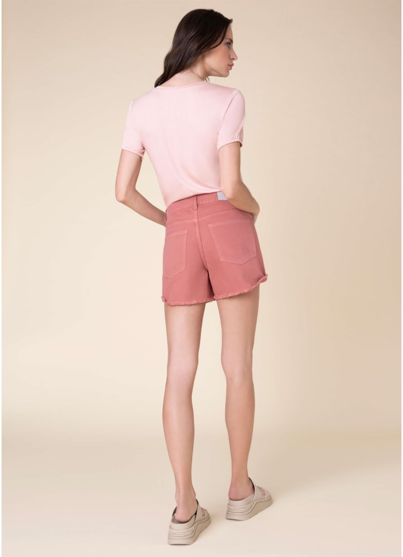 Bermuda Anitta White Denim Rosa Velho