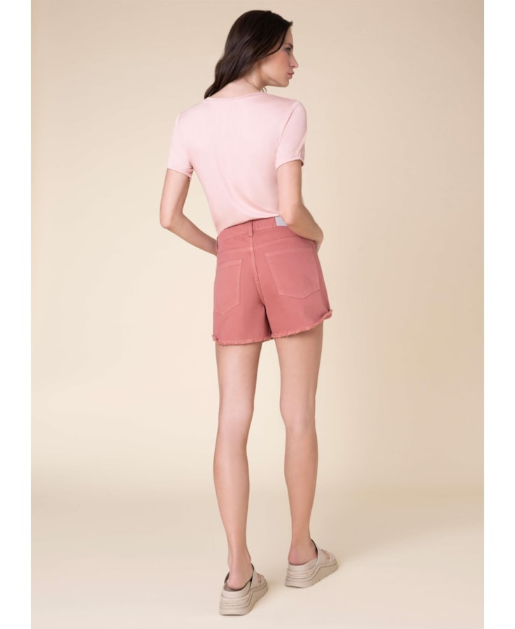 Bermuda Anitta White Denim Rosa Velho