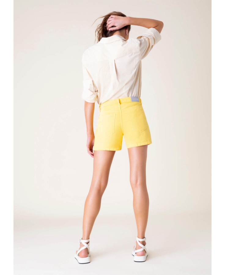 Bermuda Color White Denim Amarelo
