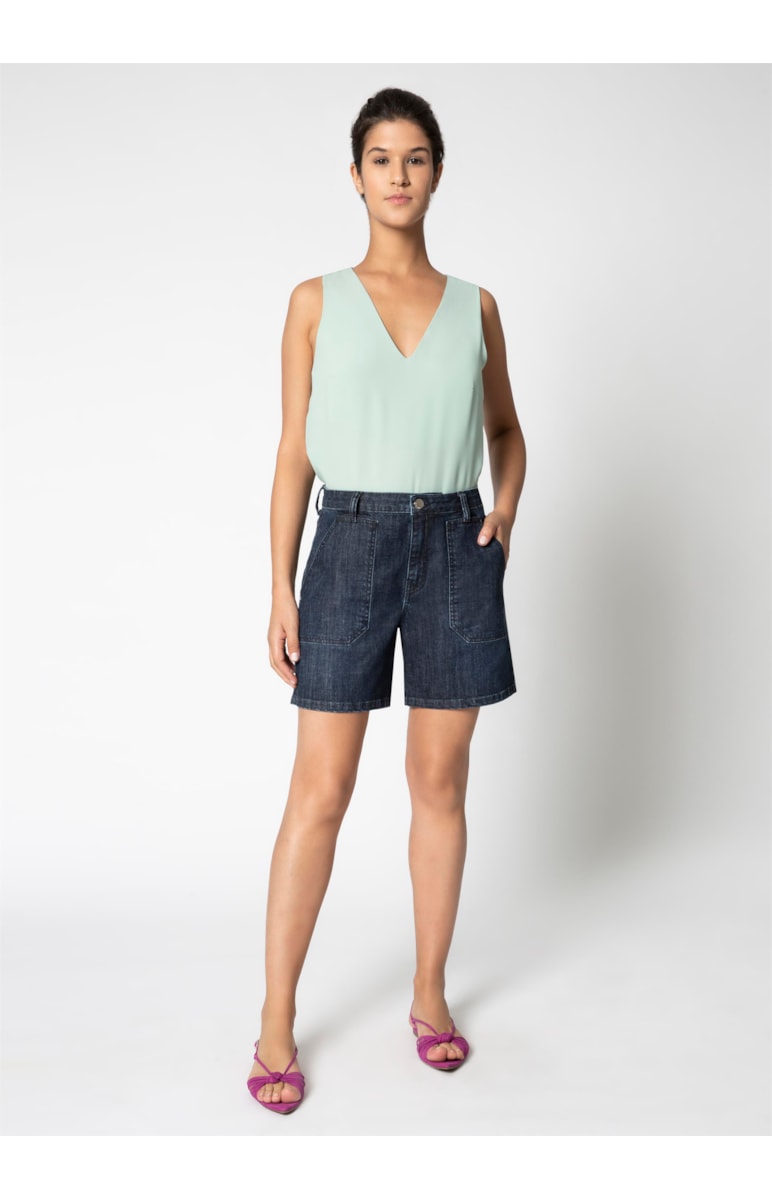 Bermuda Deep Blue Elastic Florence Bol Lav.Escuro C/ Resina.