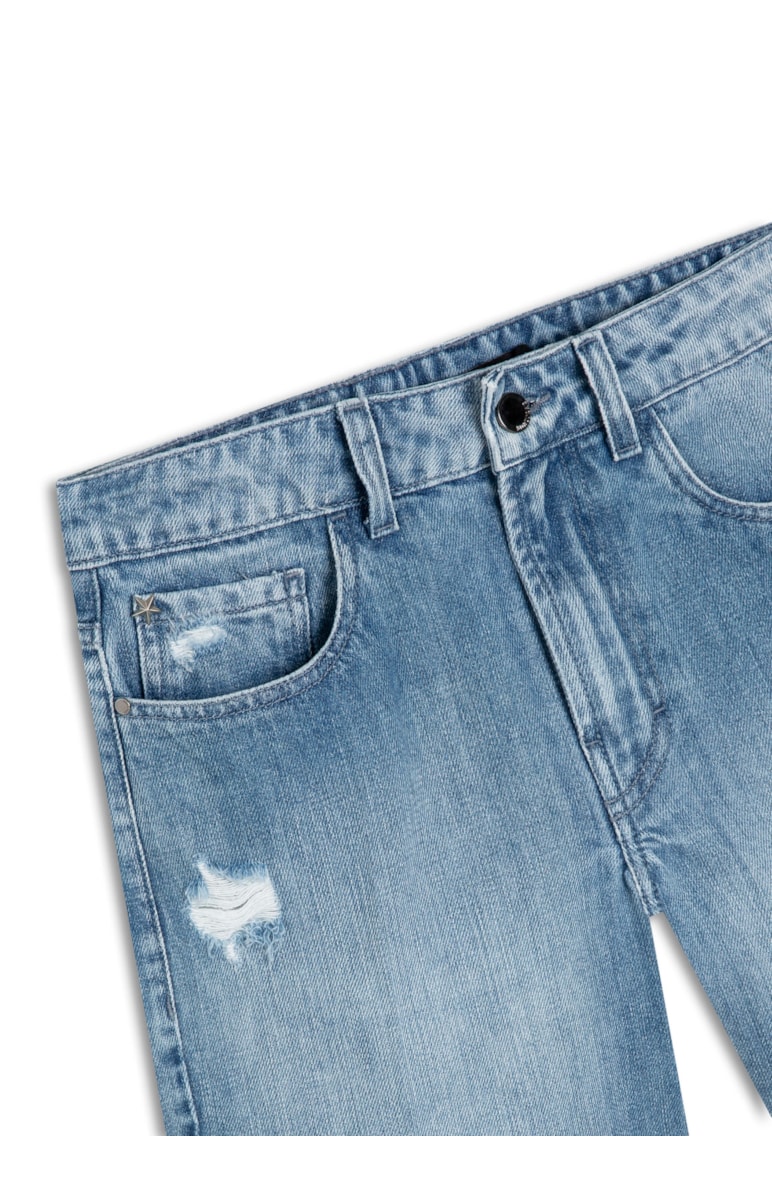 Bermuda Jeans Classic Puídos 389 - Lav. Medio C/ Puído