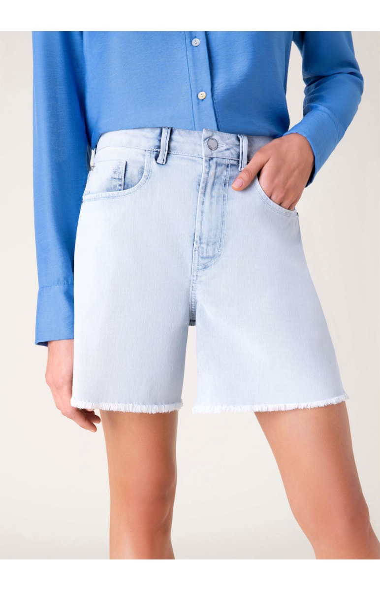 Bermuda Jeans Deep Blue Mom Lavagem Clara