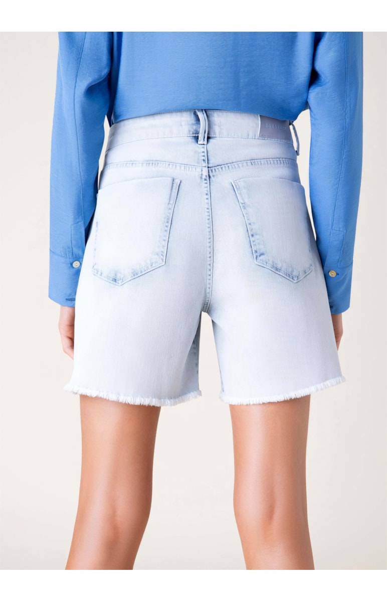 Bermuda Jeans Deep Blue Mom Lavagem Clara