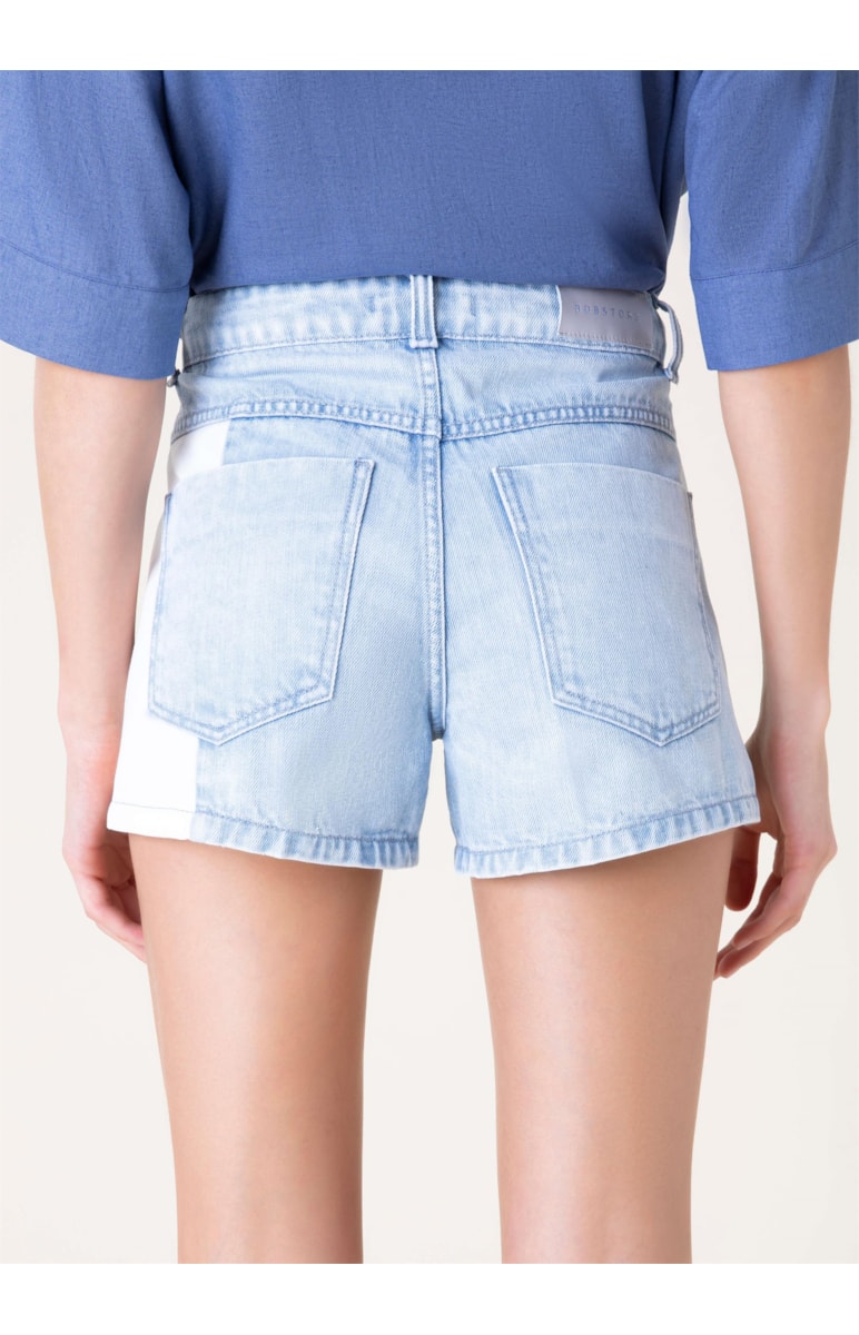 Bermuda Jeans Evasê Patchwork 381 Lav. Medio C/ Used