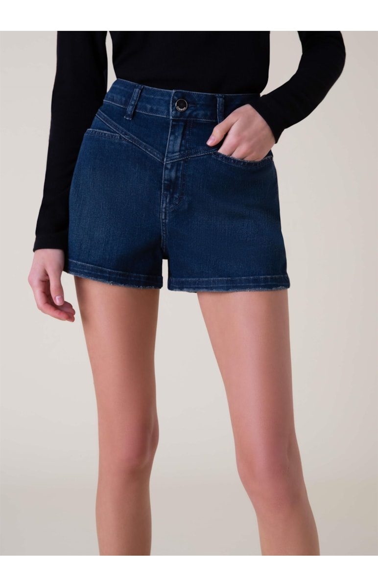 Bermuda Jeans Hi Comfort Blue 317 Lav.Escuro C/ Rebolo