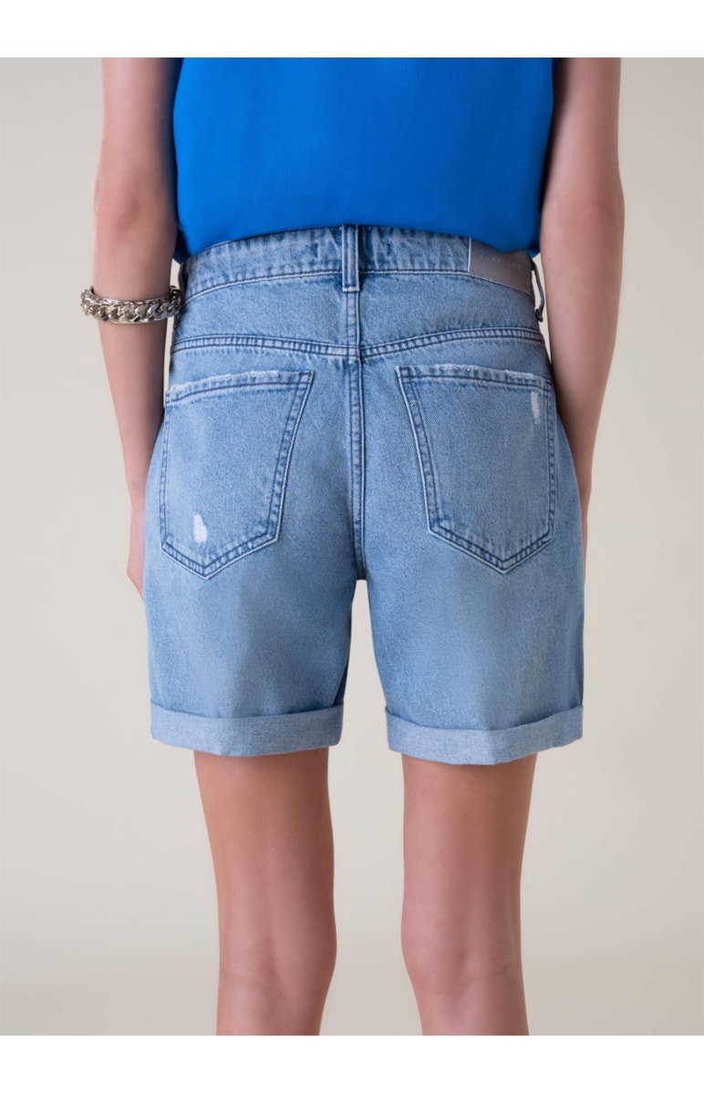 Bermuda Jeans Vintage Denim 376-Claro C/ Puidos