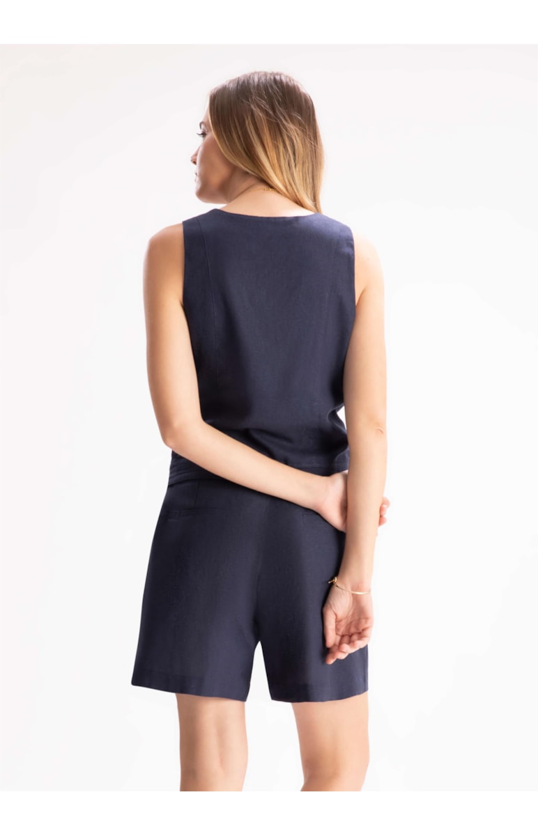 Bermuda Washed Linho Dark Navy