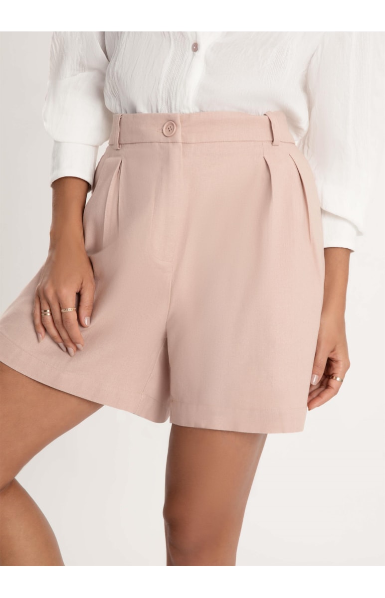 Bermuda Washed Linho Rosa Velho