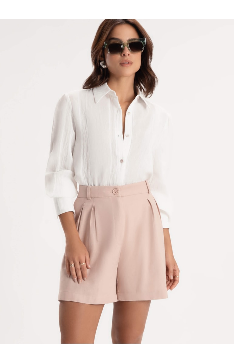 Bermuda Washed Linho Rosa Velho
