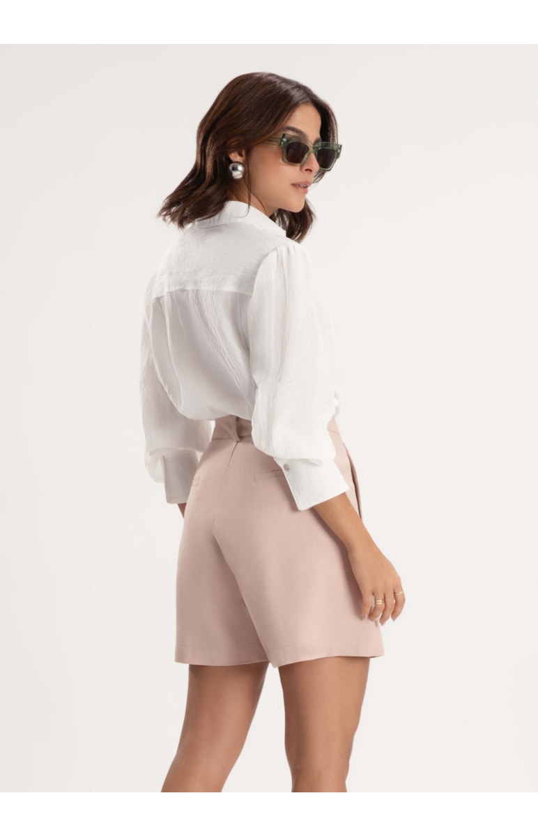 Bermuda Washed Linho Rosa Velho