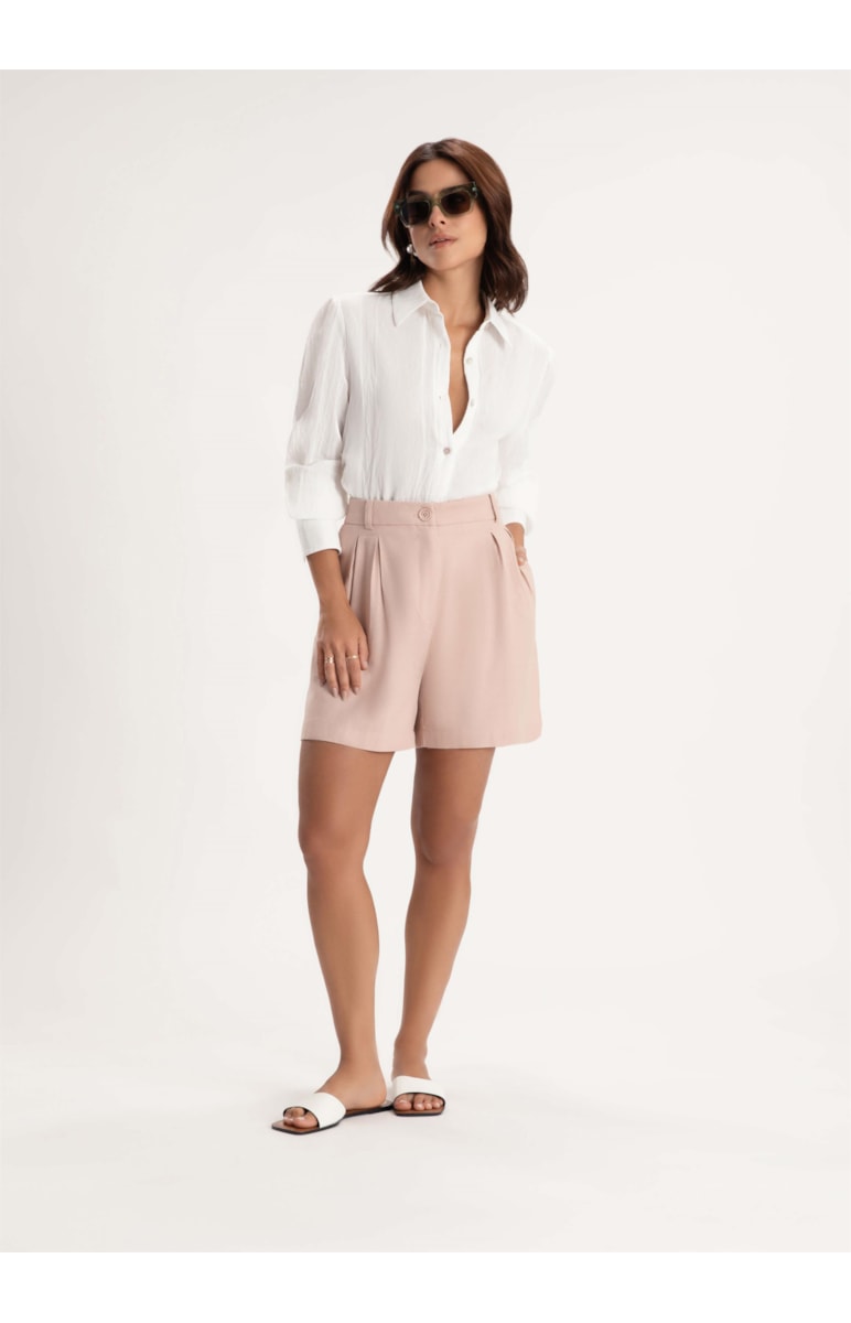 Bermuda Washed Linho Rosa Velho