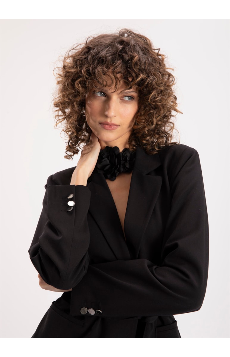 Blazer Alfaiataria Classic Cinto Preto