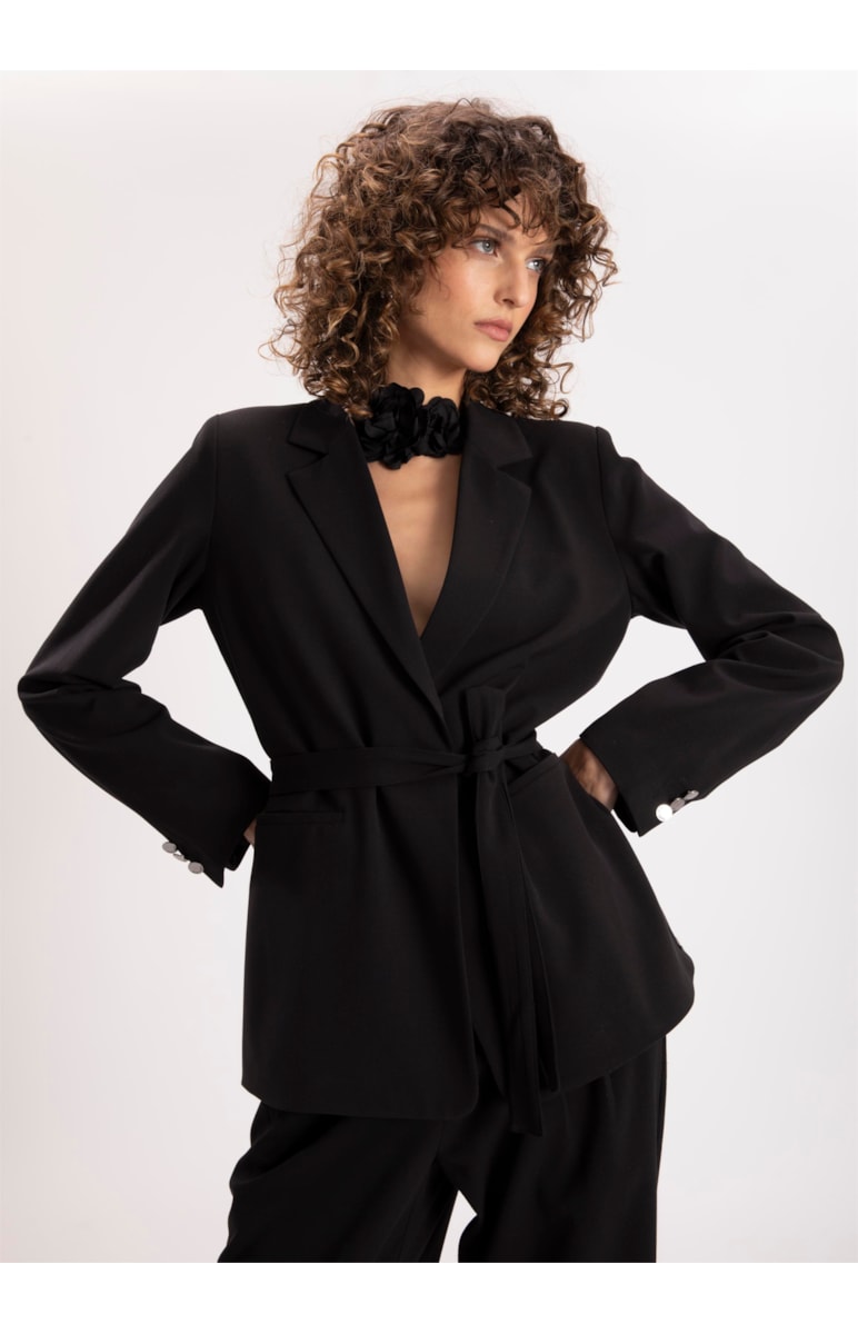 Blazer Alfaiataria Classic Cinto Preto