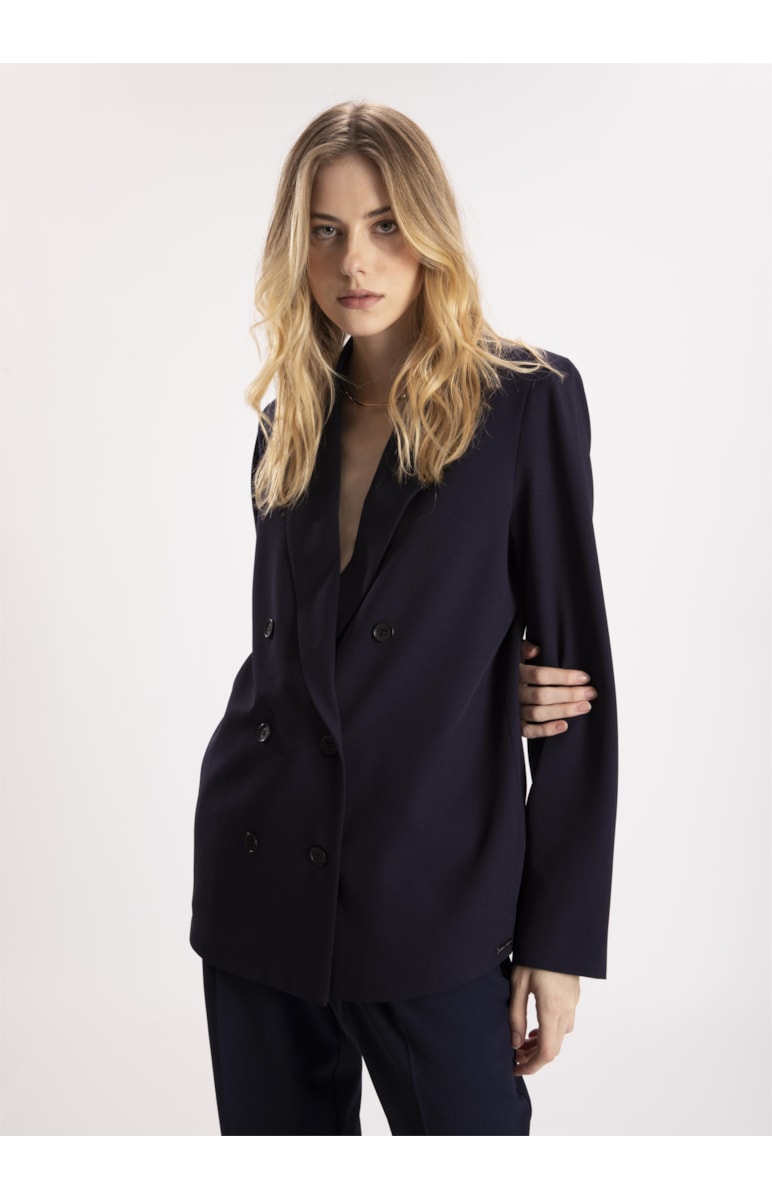 Blazer Crepe Lyon Botões Dark Navy