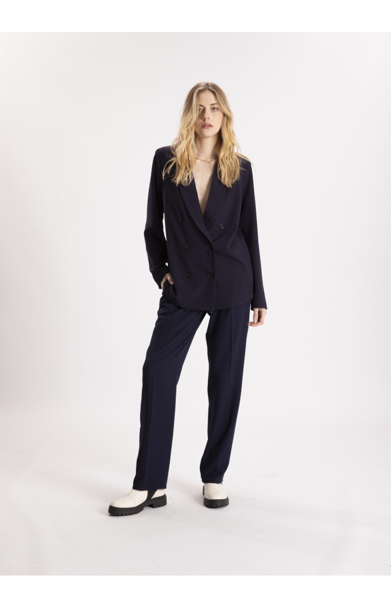 Blazer Crepe Lyon Botões Dark Navy