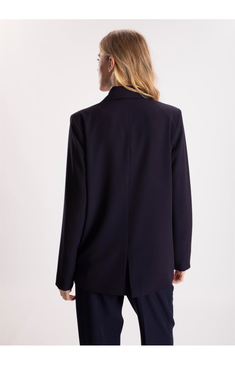 Blazer Crepe Lyon Botões Dark Navy