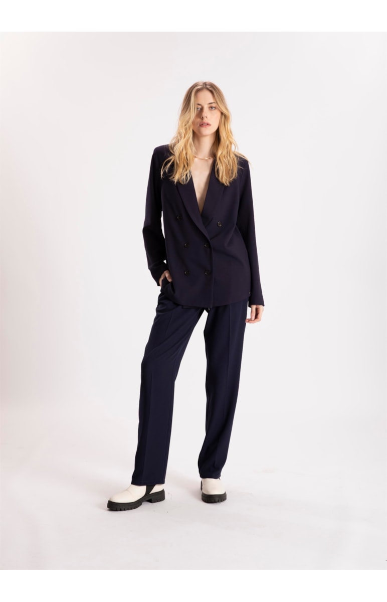 Blazer Crepe Lyon Botões Dark Navy