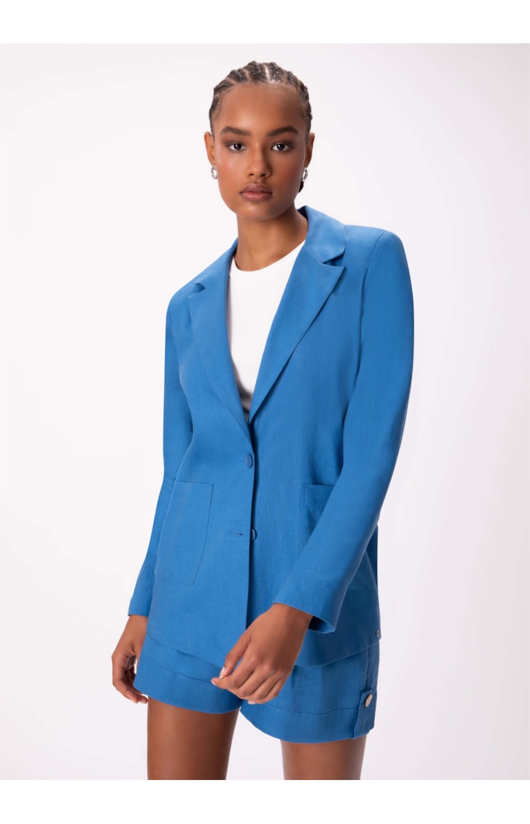 Blazer Puro Linho Botões Azul Bic