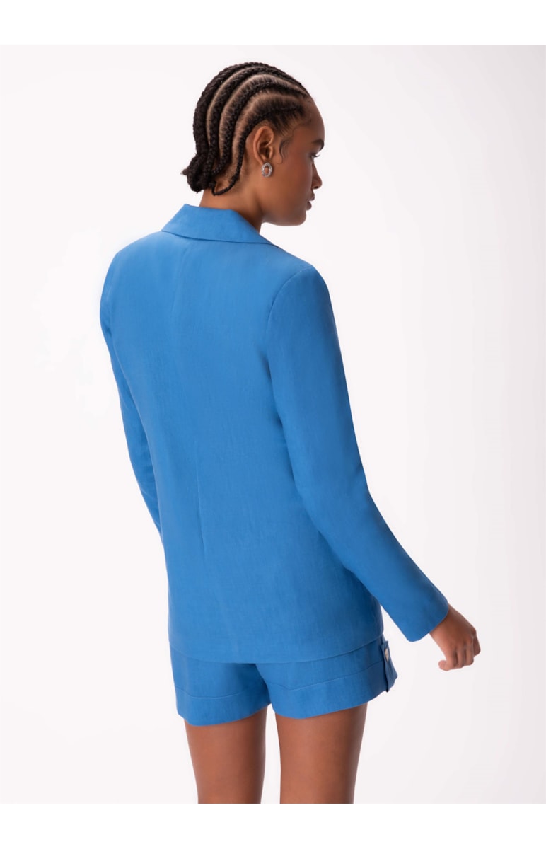 Blazer Puro Linho Botões Azul Bic