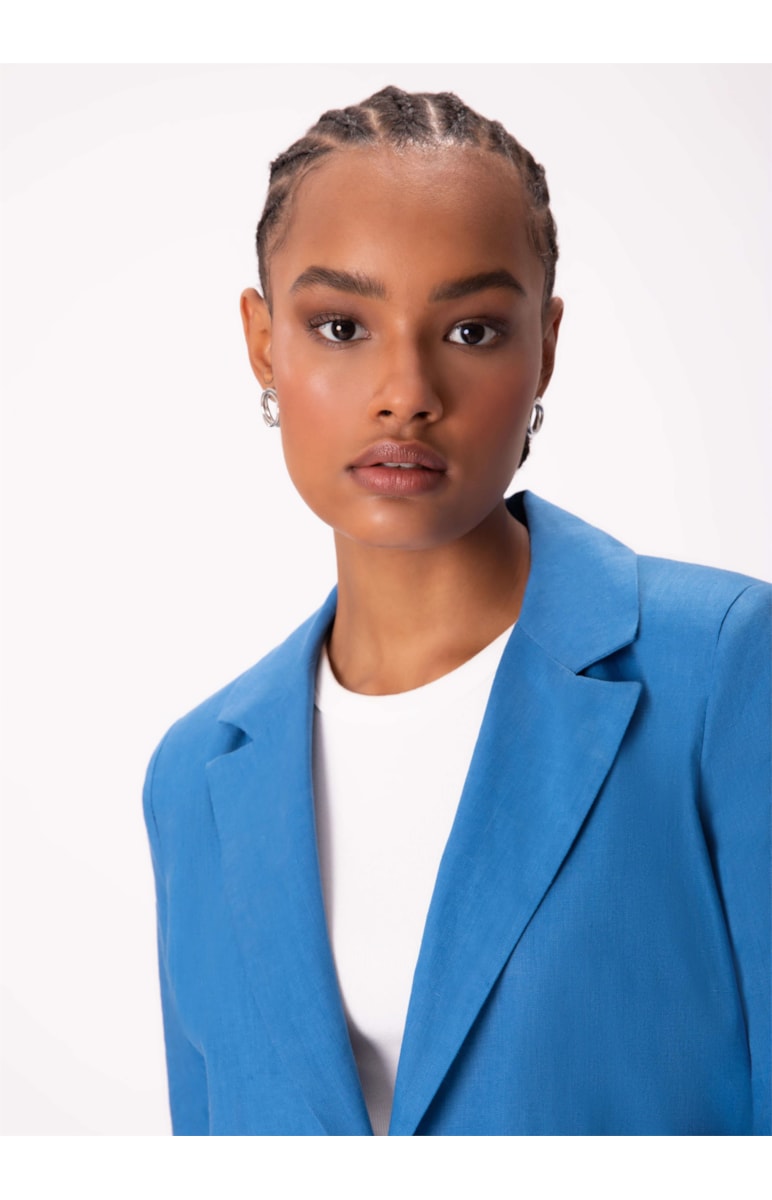 Blazer Puro Linho Botões Azul Bic