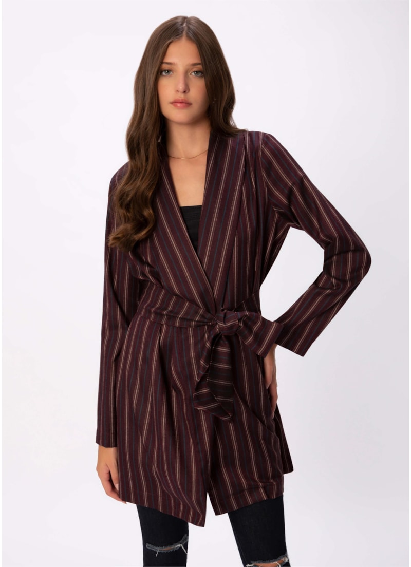 Blazer Robe Listras Estampado