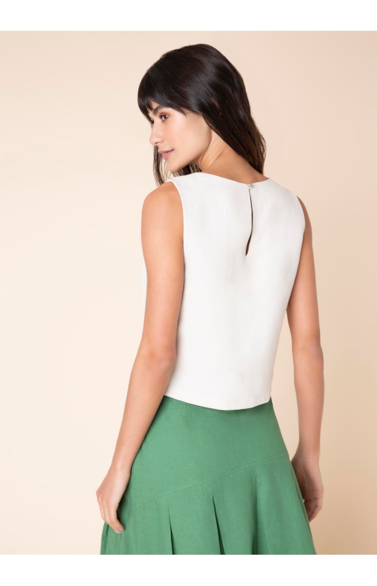 Blusa Alça Larga Linen Blend Areia
