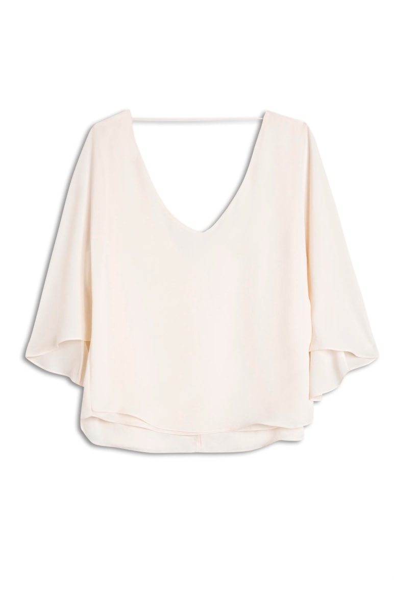 Blusa Ampla Decote Costas Bege