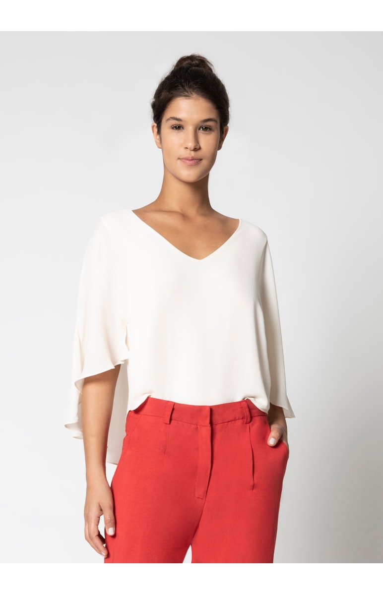 Blusa Ampla Decote Costas Bege