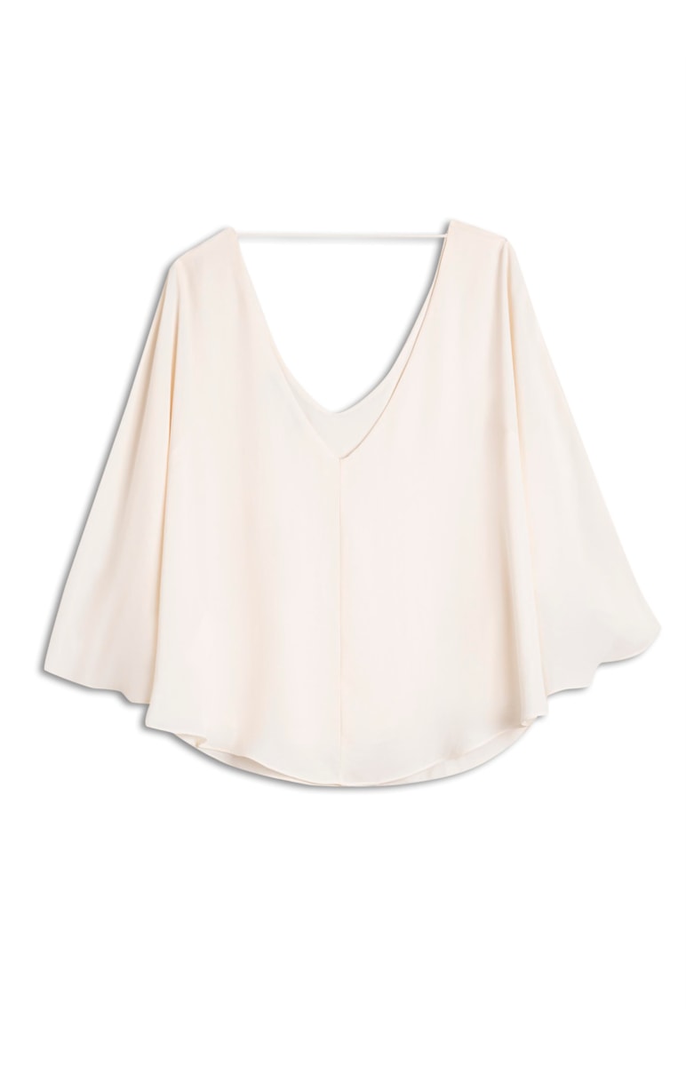 Blusa Ampla Decote Costas Bege