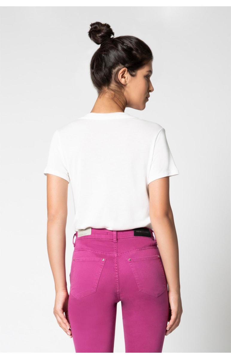 Blusa Básica Decote v Off White