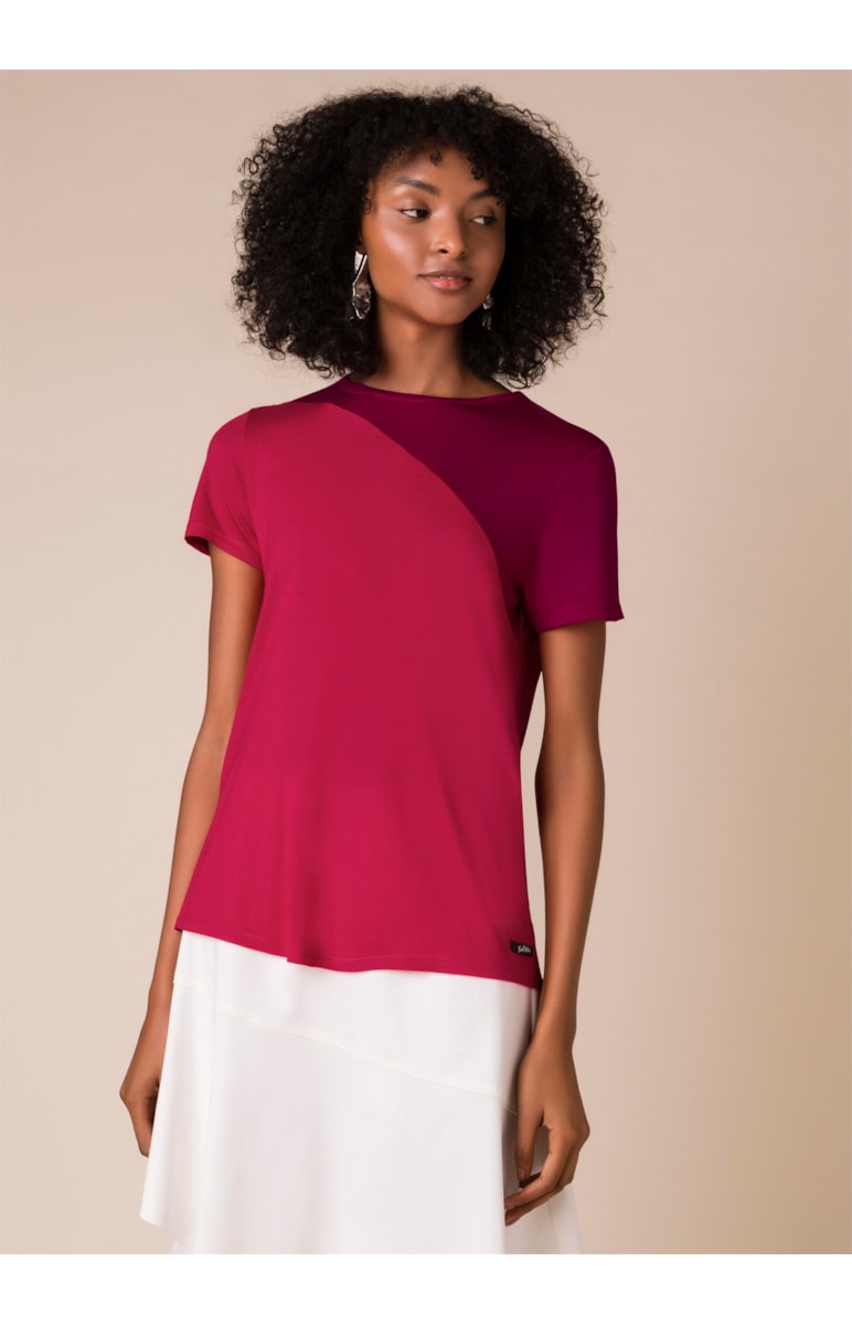 Blusa Bicolor Malha Vermelho