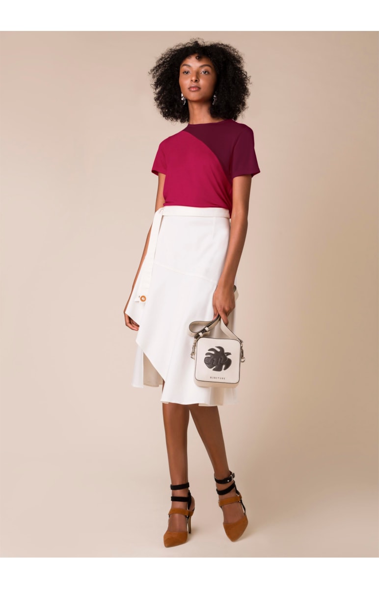 Blusa Bicolor Malha Vermelho