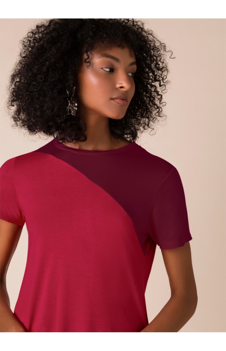 Blusa Bicolor Malha Vermelho
