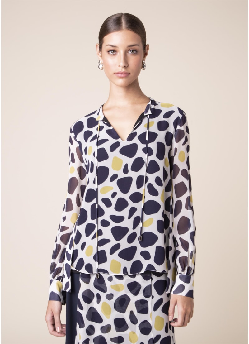 Blusa Camo Dots Estampado Fundo Off