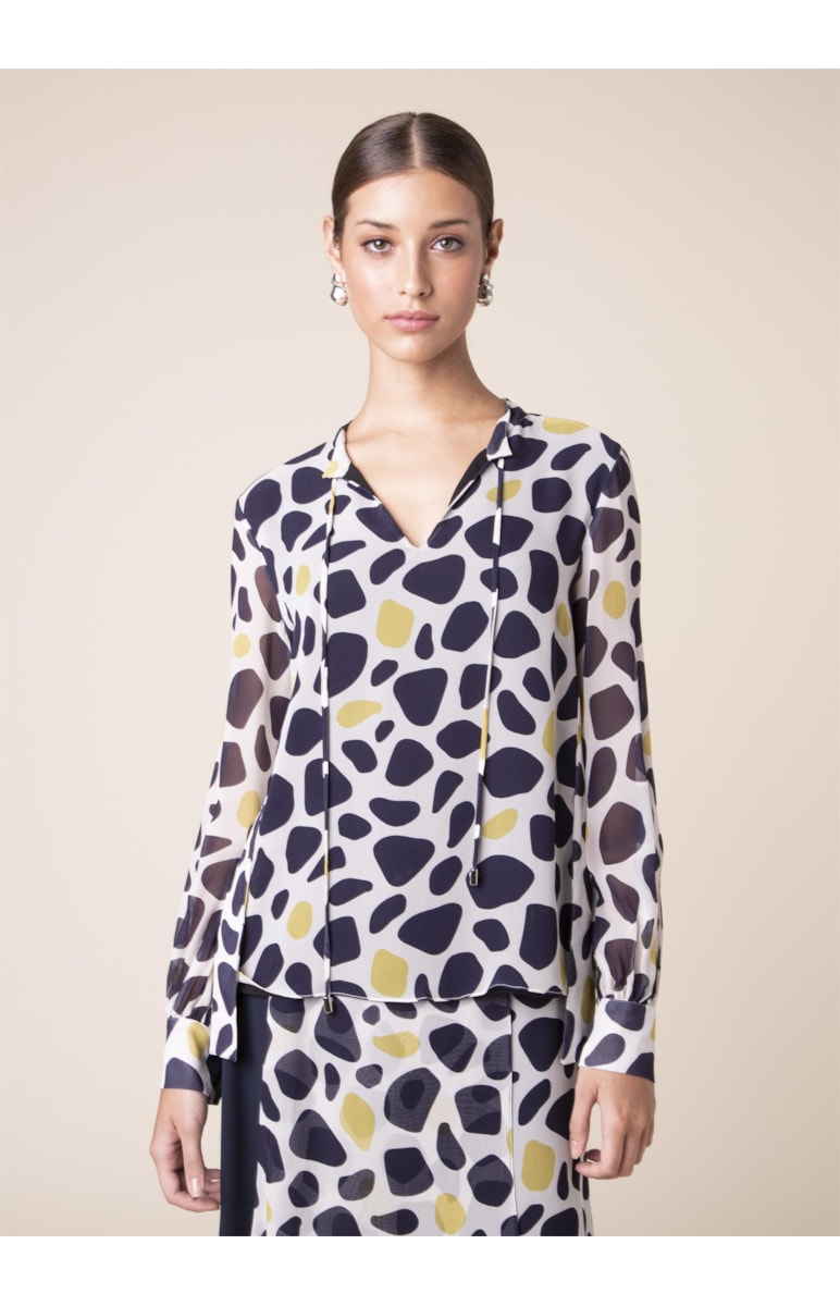 Blusa Camo Dots Estampado Fundo Off
