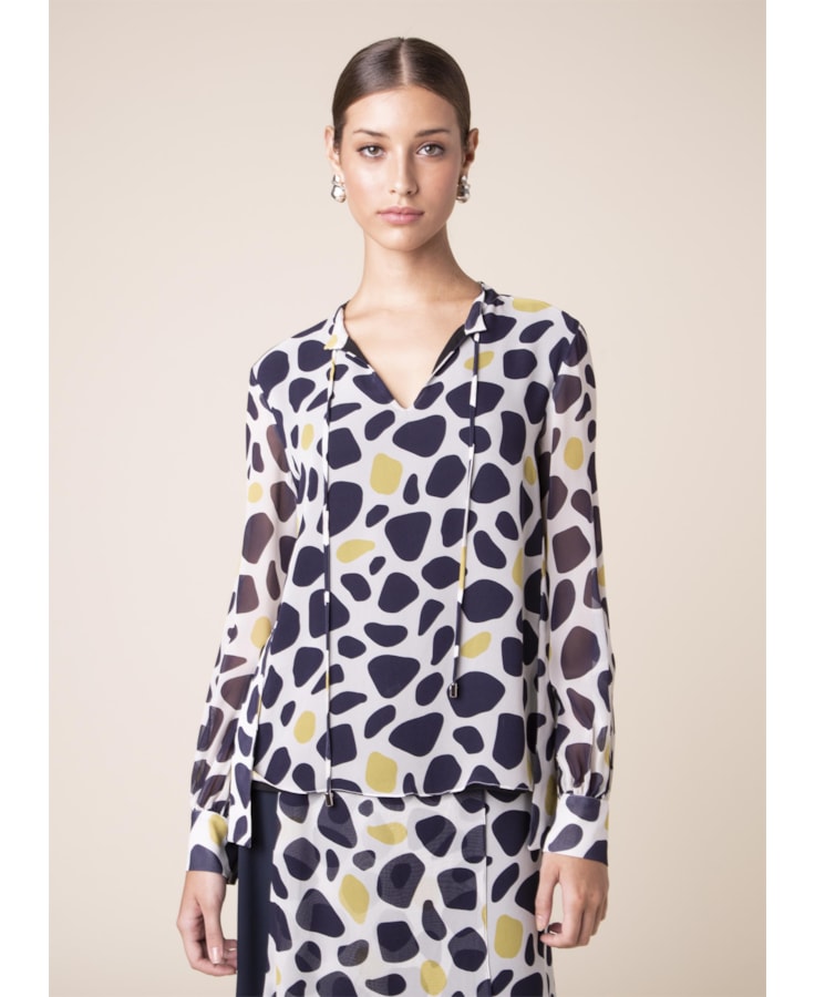 Blusa Camo Dots Estampado Fundo Off