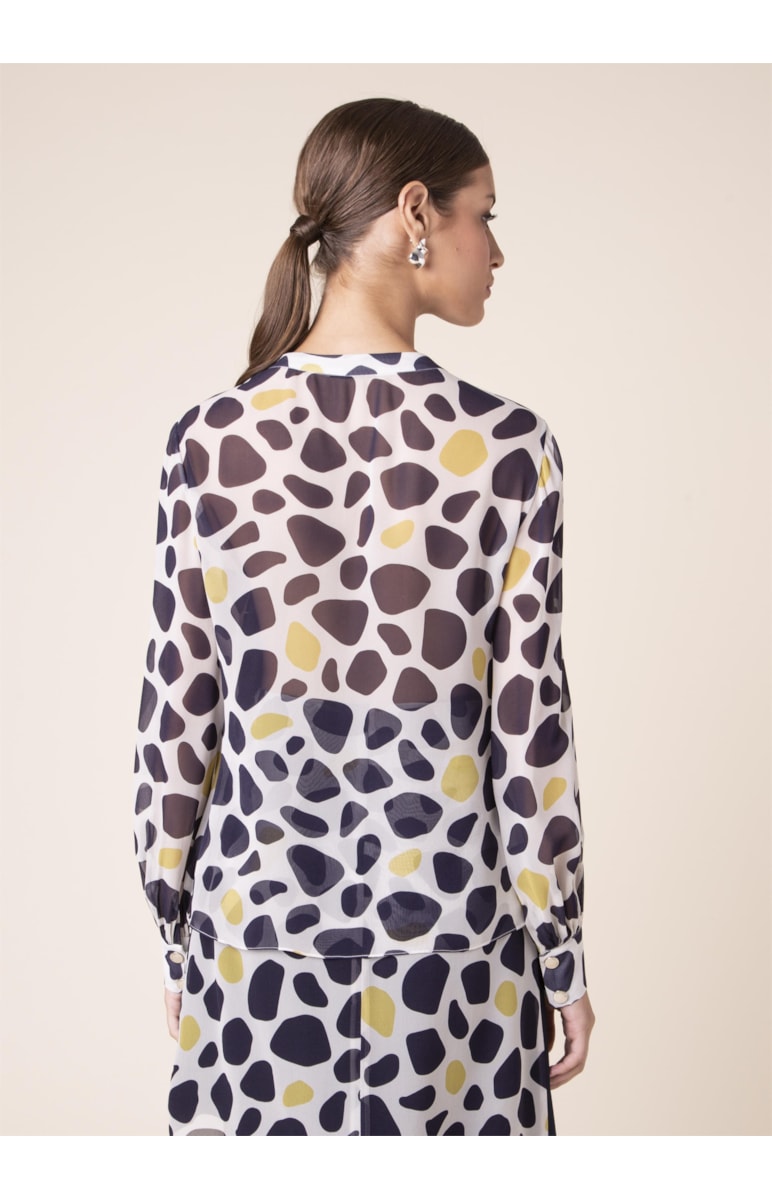 Blusa Camo Dots Estampado Fundo Off