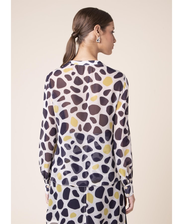 Blusa Camo Dots Estampado Fundo Off