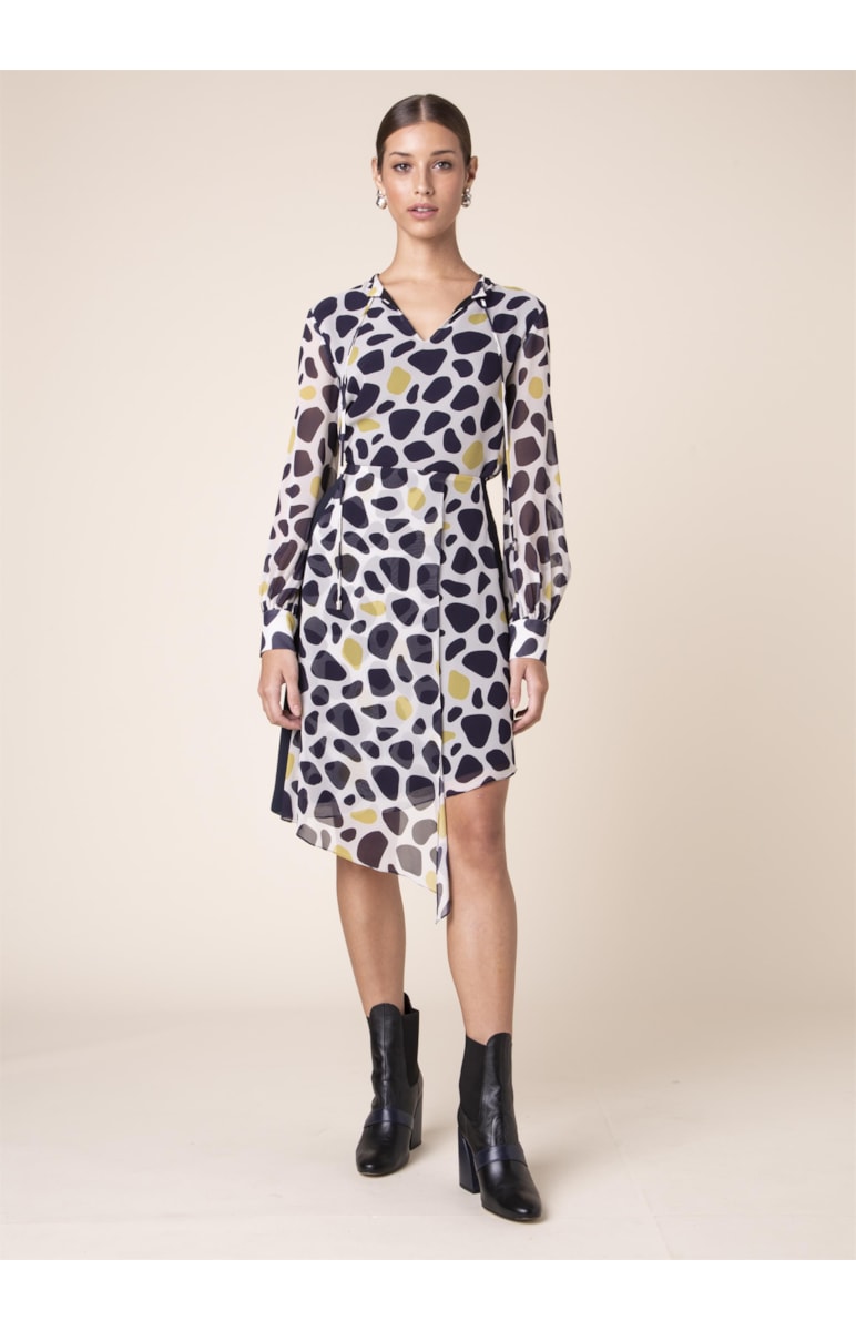 Blusa Camo Dots Estampado Fundo Off