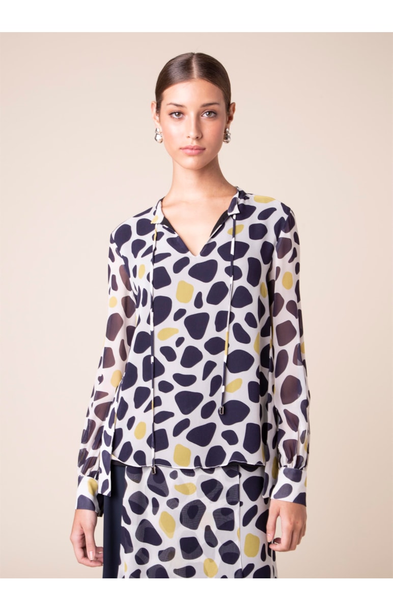 Blusa Camo Dots Estampado Fundo Off