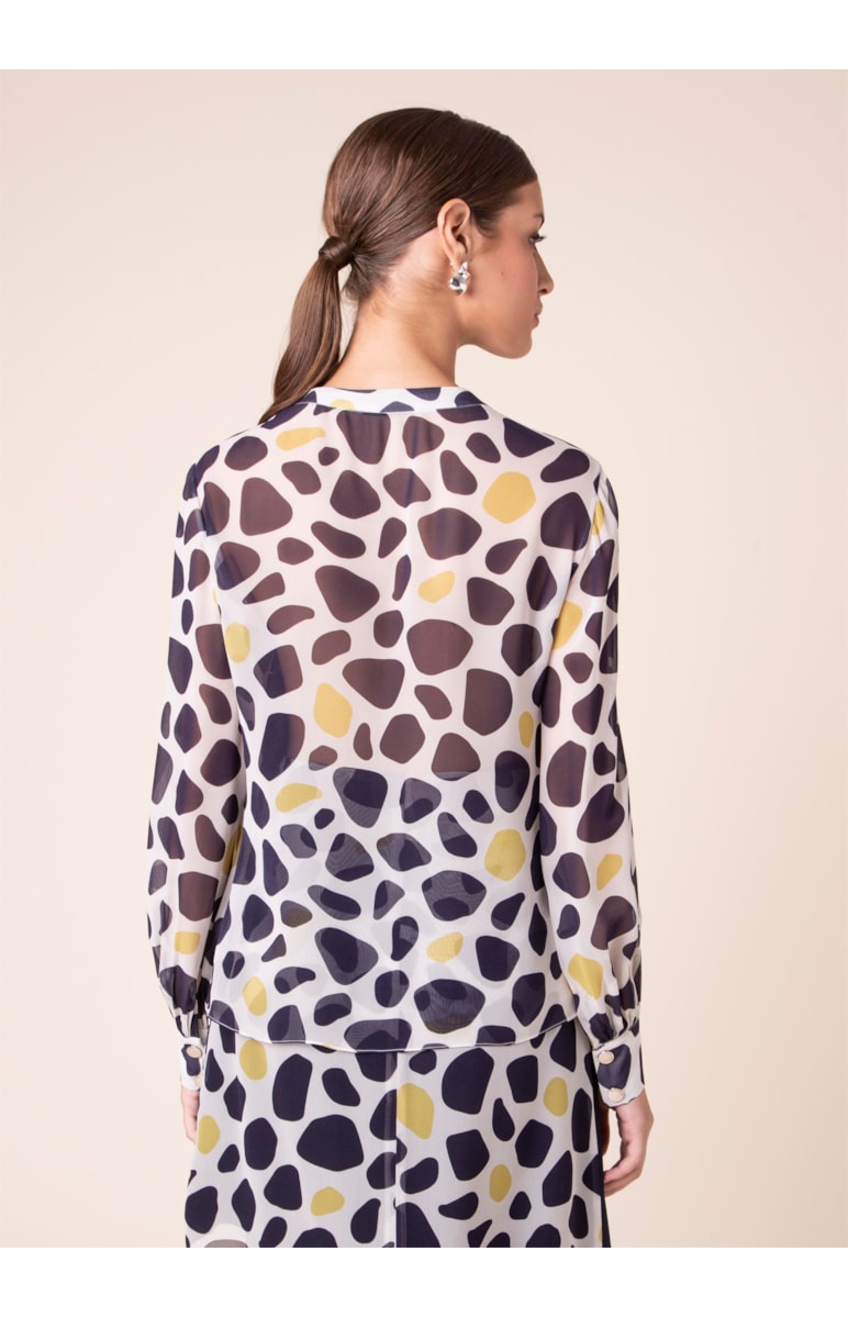 Blusa Camo Dots Estampado Fundo Off