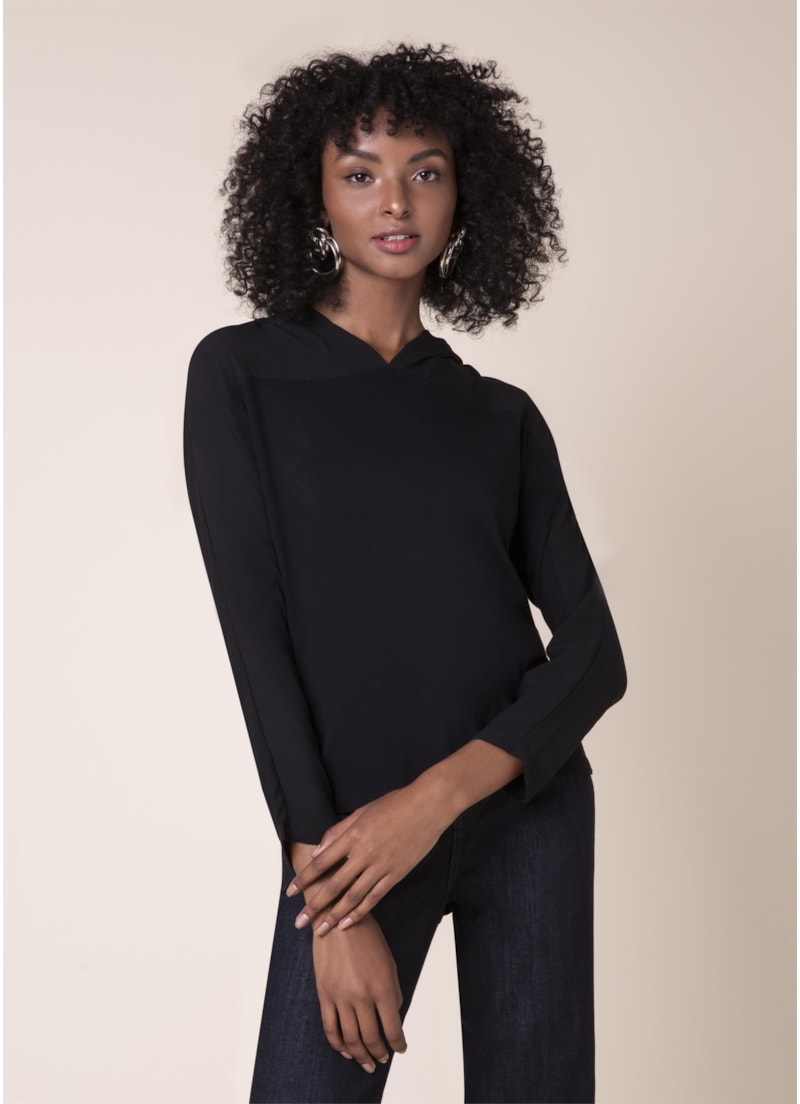 Blusa Capuz Malha Flow Preto