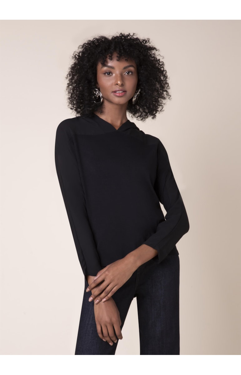 Blusa Capuz Malha Flow Preto