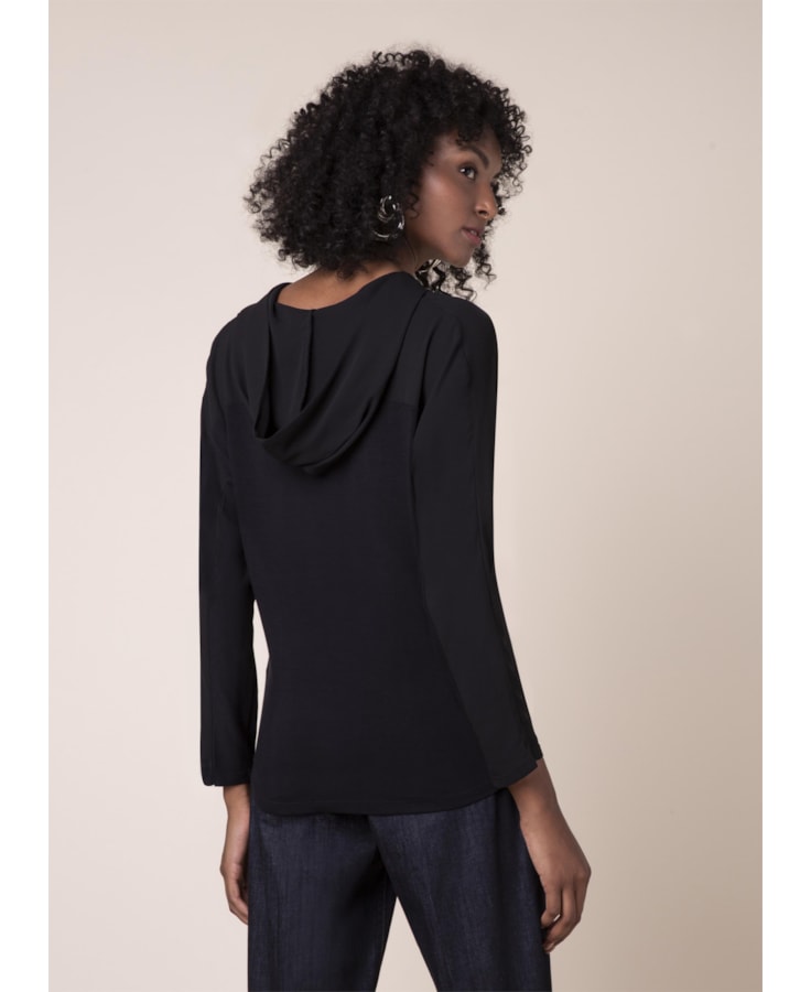 Blusa Capuz Malha Flow Preto
